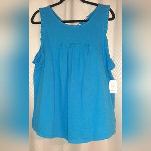 Time and True Ruffle Tank size XL (16-18) Whimsical Blue